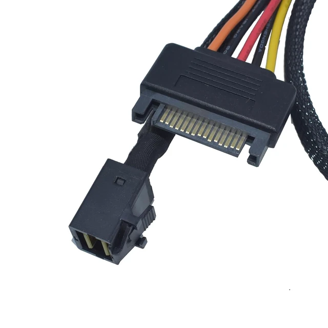Alt view image 8 of 8 - Mini SAS HD SFF-8643 to U.2 SFF-8639 NVMe SSD Cable with 15 Pin SATA Power, 1.6ft (50cm)