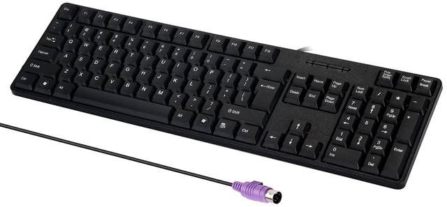 Alt view image 8 of 12 - Wired PS2 104 Keys Computer Keyboard with Stands,Black,Waterproof - US Layout Compatible for Windows, PC, Laptop