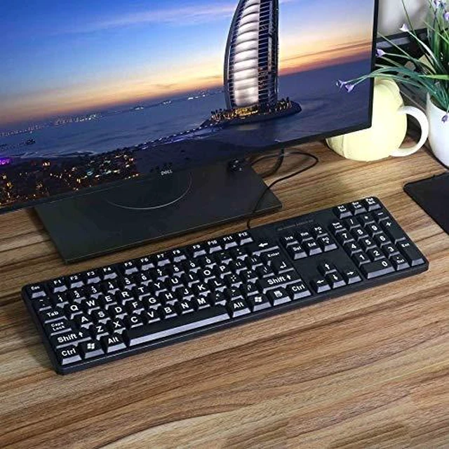 Alt view image 12 of 12 - Wired PS2 104 Keys Computer Keyboard with Stands,Black,Waterproof - US Layout Compatible for Windows, PC, Laptop