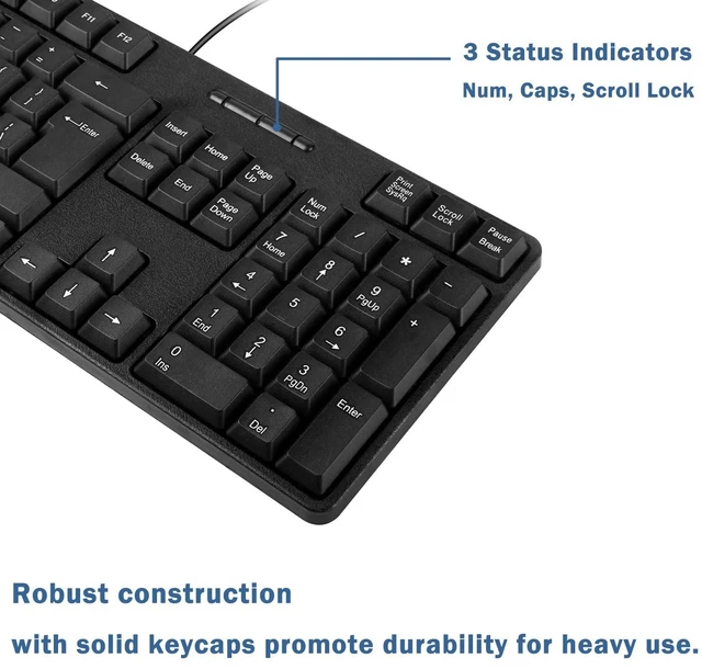 Alt view image 11 of 12 - Wired PS2 104 Keys Computer Keyboard with Stands,Black,Waterproof - US Layout Compatible for Windows, PC, Laptop