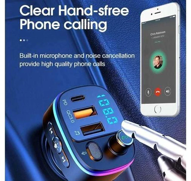Alt view image 7 of 10 - QC 3.0 Multi Led Light PD Port Car Phone Charger Fast Charging Car BT 5.0 Wireless Stereo MP3 Player FM Transmitter