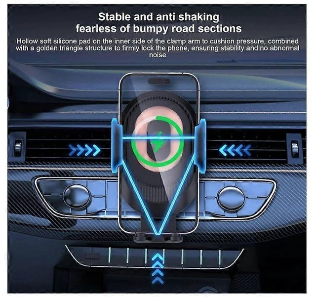 Alt view image 8 of 10 - Ecocleanpath 15W Wireless Car Charger Mount | 360° Auto-Clamping Air Vent Phone Holder, Fast Charging & Adjustable (Black)