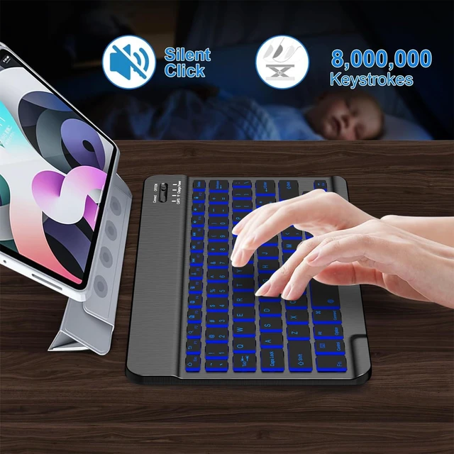 Alt view image 9 of 14 - Backlit Bluetooth keyboard for Phone, Tablet, iPad Air, Pro, Mini, A16, M2, M3, Galaxy, ChromeBook, MackBook, Wireless Travel Keyboard for Computers - Rechargable, Lightweight, Slim, Easy to Carry
