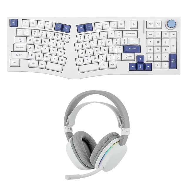 Alt view image 2 of 2 - Feker Alice98 Ergonomic 98 Keys Custom Mechanical Keyboard with Aula G7 Gaming Headset