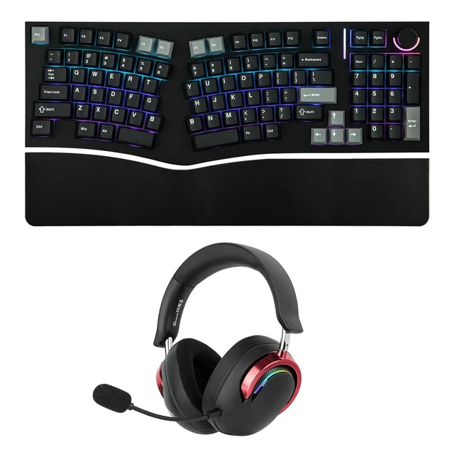 Alt view image 2 of 2 - Feker Alice98 Ergonomic 98 Keys Custom Mechanical Keyboard with Aula A700 Gaming Headset