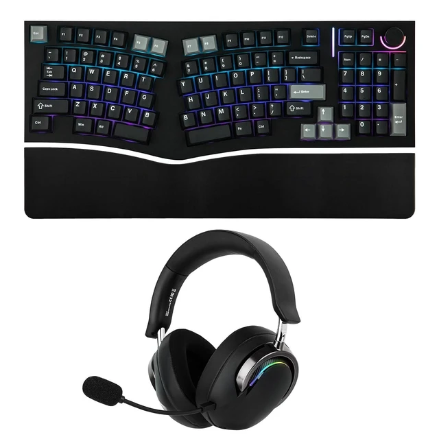 Alt view image 2 of 2 - Feker Alice98 Ergonomic 98 Keys Custom Mechanical Keyboard with Aula A700 Gaming Headset