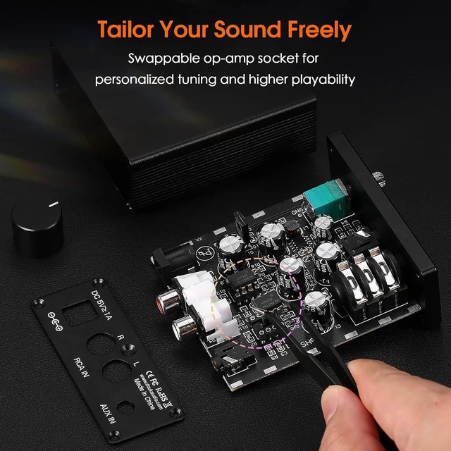 Alt view image 12 of 14 - Nobsound P10 HiFi Headphone Amplifier: 1100mW Output (24600) 30V Boost RCA/3.5mm Inputs & 6.35/3.5mm Outputs Swappable Op-Amps for Audiophiles & HiFi Music Lovers