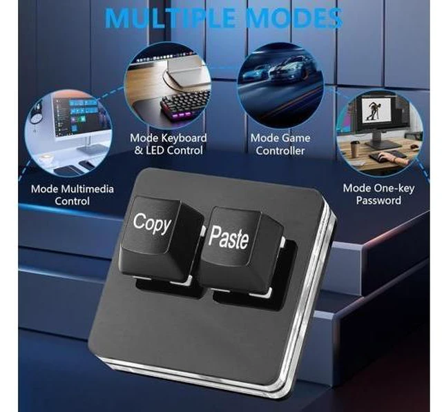 Alt view image 14 of 14 - USB Mini 2 Key Keypad 2-Key Copy Paste Keyboard OSU Keypad HotSwap One Handed Mechanical Gaming Keyboard with USB Cable for Accounting Working or Rhythm Games