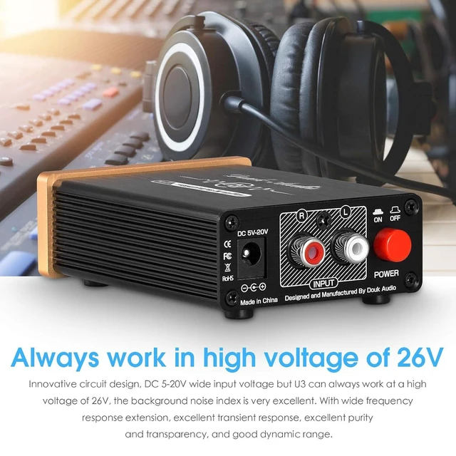 Alt view image 8 of 12 - U3 Headphone Amps, Mini Hi-Fi Amplifier for Home Desktop PC 6.35mm / 3.5mm Headsets, Class A, RCA Input, DC 5V