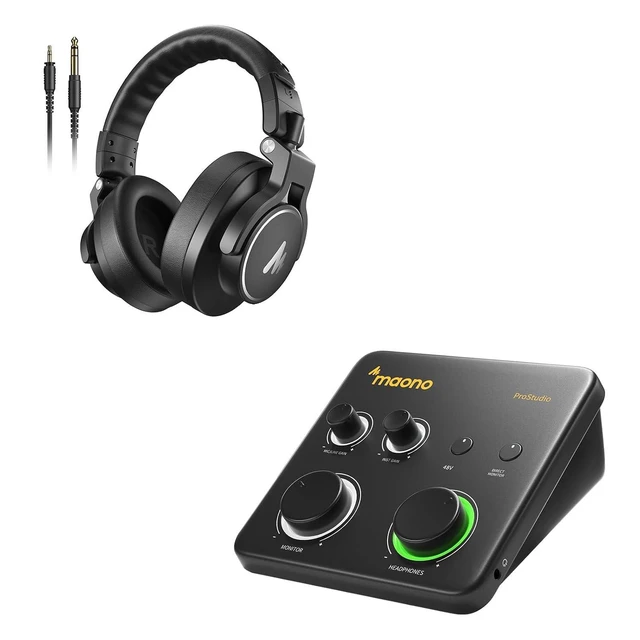 Alt view image 2 of 2 - USB Audio Interface PS22 Lite Black + Studio Monitor Mixing DJ Headphones MH700
