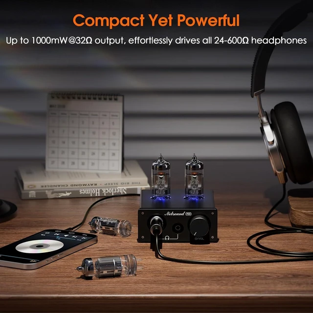 Alt view image 11 of 14 - P32 Tube Headphone Amplifier: 1000mW HiFi Desktop Preamp for 24600 Headphones & Home Amps Speakers, 3.5mm/6.35mm Jacks, Swappable Tube & Op-Amp
