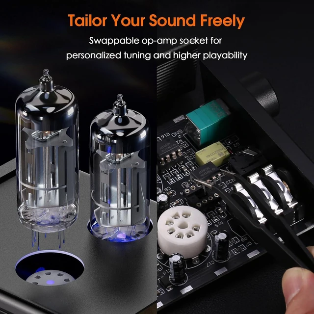 Alt view image 13 of 14 - P32 Tube Headphone Amplifier: 1000mW HiFi Desktop Preamp for 24600 Headphones & Home Amps Speakers, 3.5mm/6.35mm Jacks, Swappable Tube & Op-Amp