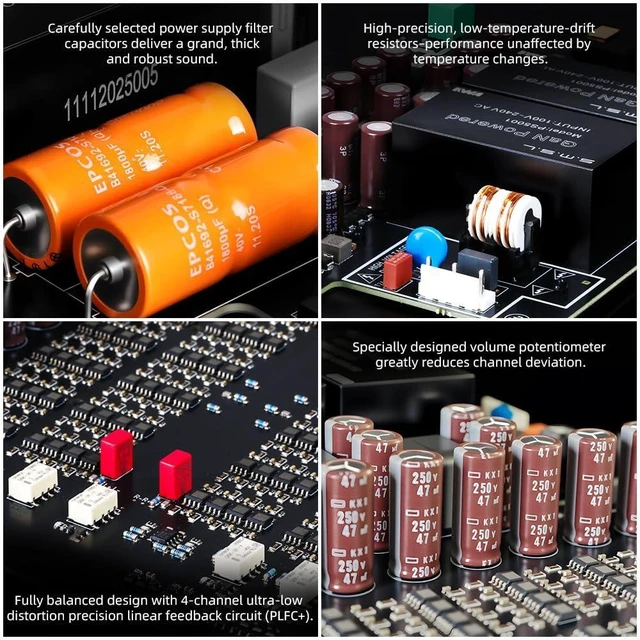 Alt view image 14 of 14 - SMSL V.M.V P2 MK2 (Upgraded) Hi-Res Headphone Amplifier,Full Balanced, 99-piece Op-Amp Parallel Matrix, SNR 135dB, THD+N 0.00006%, Hi-End Preamp High Output Power 16/14W, 32/8W, with USB Port