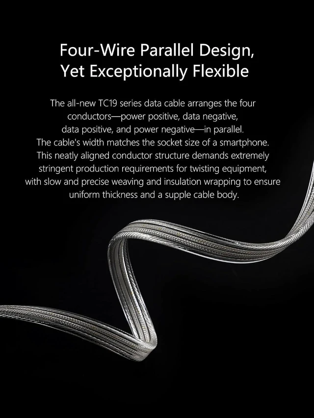 Alt view image 9 of 10 - TC19CC USB C Cable Digital Signal OTG Cable Pure Silver USB-C to USB-C DAC Cable, Four-Wire Parallel Design, 25cm