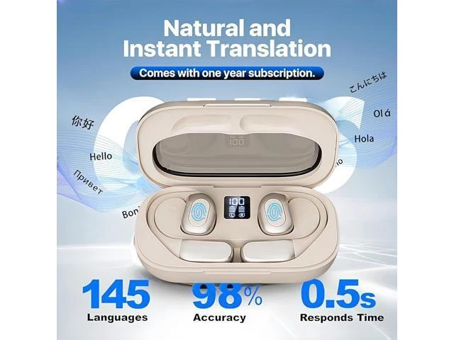 Alt view image 8 of 10 - AI Translator Earbuds, OWS Real-Time 3-in-1 Translation Earbuds 144 Languages & Accents, Translating Earbuds Real Time for Travel Business Learning, Translator Device Headphones (Milky White)