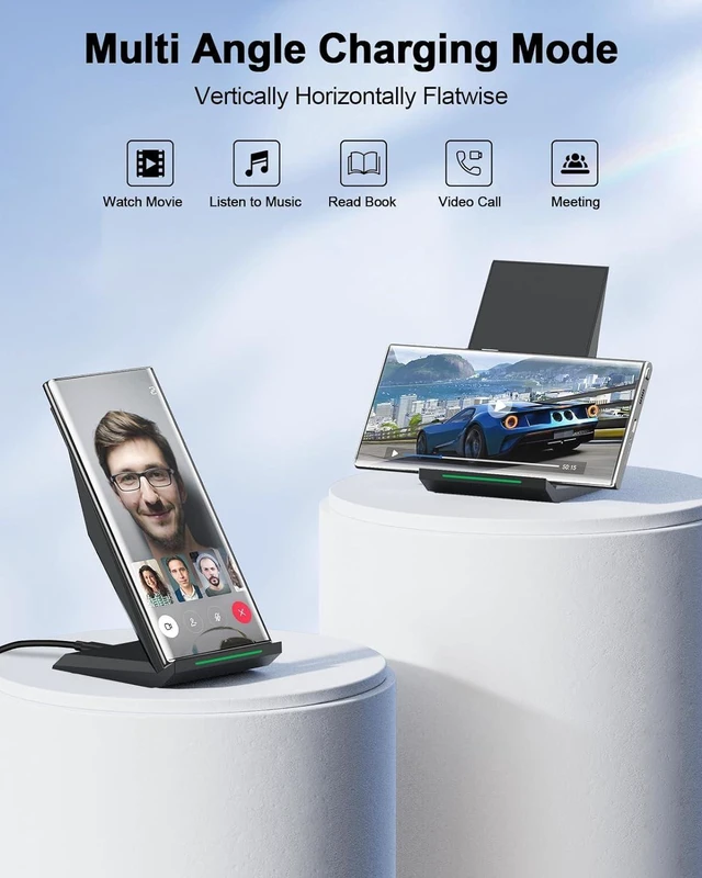 Alt view image 12 of 14 - Fast Wireless Charger with USB Phone Charger Qi Certified Charging Stand with 20W PD Adapter for iPhone 17/17 Pro/17 Pro Max/16/16 Plus/15/14/13/12 10W for Galaxy S25/S24/S23/S22/S21