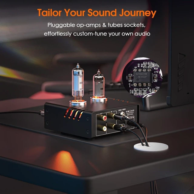 Alt view image 11 of 14 - P5 Mini Tube Headphone Amplifier: 4.4mm Balanced & 6.35mm Output Preamp for Hi-Fi Desktop StudioDual-Mono DesignOp-Amp Tube RollingAdjustable Gain 16-600