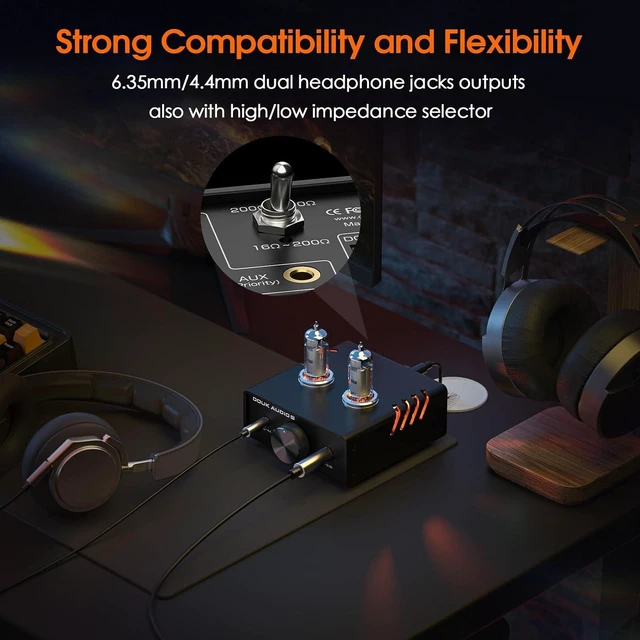 Alt view image 12 of 14 - P5 Mini Tube Headphone Amplifier: 4.4mm Balanced & 6.35mm Output Preamp for Hi-Fi Desktop StudioDual-Mono DesignOp-Amp Tube RollingAdjustable Gain 16-600