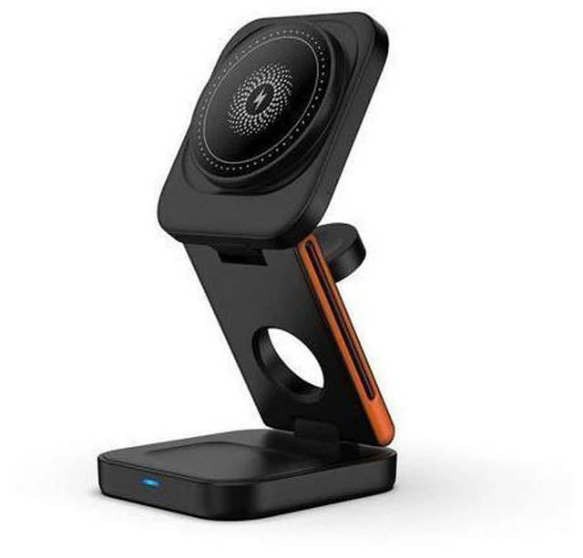 Alt view image 13 of 13 - Three-in-One Folding Magnetic 15W Fast Charging Wireless Charger Multifunction for Apple Mobile Phone Charger with Suction