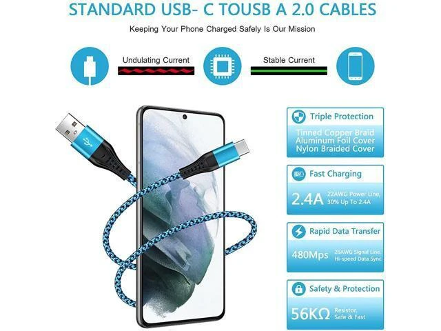 Alt view image 9 of 14 - Type C Charger Fast Charging Power Cord 5Pack 6FT Android USB C Charging Cable Braided Phone Charger for Samsung Galaxy S21 S20 A02S A12 A32 A42 A52 A11 Moto G Stylus/G Power/G Play G7 LG Stylo 6 5 4