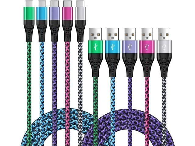 Alt view image 8 of 14 - Type C Charger Fast Charging Power Cord 5Pack 6FT Android USB C Charging Cable Braided Phone Charger for Samsung Galaxy S21 S20 A02S A12 A32 A42 A52 A11 Moto G Stylus/G Power/G Play G7 LG Stylo 6 5 4