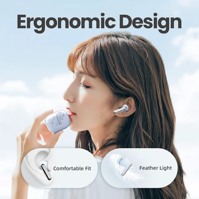 Alt view image 13 of 14 - MTW60 Wireless Earbuds Bluetooth 5.3, 34H Playtime HiFi Earbuds with Noise Cancelling Mic, 13mm Dynamic Driver, IPX4 Waterproof Sports Earphones, Type-C Charging Case Headphones - Blue
