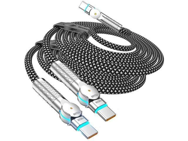 Alt view image 8 of 14 - USB C to USB C Cable10ft 240W 2-Pack Braided 180Rotating Type C Charging CableFast Charge for iPhone 16/16Pro/16Plus/16ProMax MacBook Air iPad Pro Pixel Galaxy S23/S24 Ultra-Black