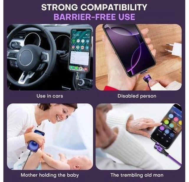 Alt view image 13 of 14 - Magnetic USB Adapter Type C to C with 4 Short Cable 2 Pack 16 PIN PD 240W 180° Rotation USB 2.0 480MBPS 1V3 Tips OTG Port Replacement & Extender Adapter (Black)
