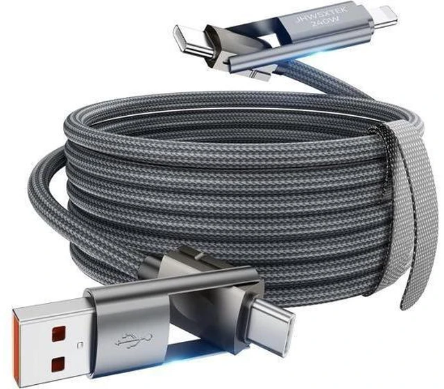 Alt view image 8 of 14 - 4 in 1 Charging Cable 240W USB to USB C Cable 10 ft 2 Pack Fast Charging Multi Charger Cord with Type C/USB A/L Port for iPhone 16/15 /14 Series MacBook iPad Pixel Switch PS5 Tablet and More