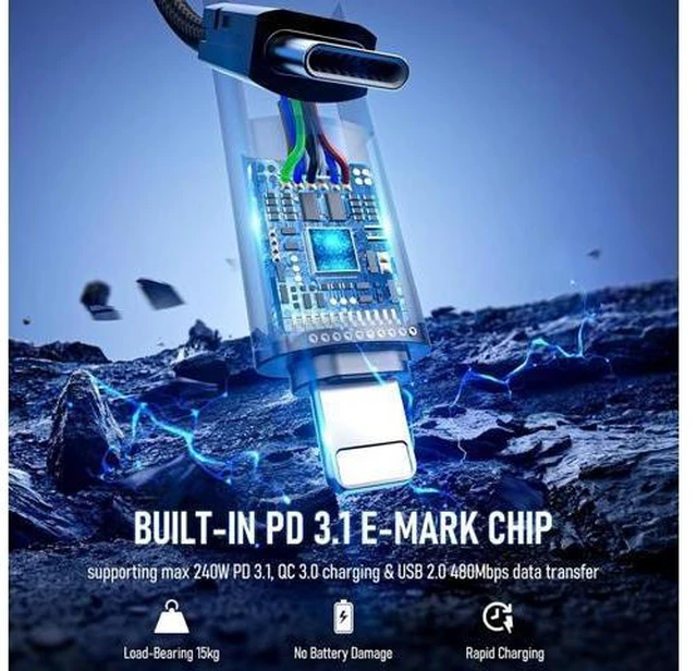 Alt view image 11 of 14 - 4 in 1 Charging Cable 240W USB to USB C Cable 10 ft 2 Pack Fast Charging Multi Charger Cord with Type C/USB A/L Port for iPhone 16/15 /14 Series MacBook iPad Pixel Switch PS5 Tablet and More