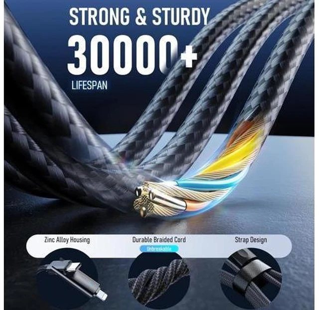 Alt view image 10 of 14 - 4 in 1 Charging Cable 240W USB to USB C Cable 10 ft 2 Pack Fast Charging Multi Charger Cord with Type C/USB A/L Port for iPhone 16/15 /14 Series MacBook iPad Pixel Switch PS5 Tablet and More