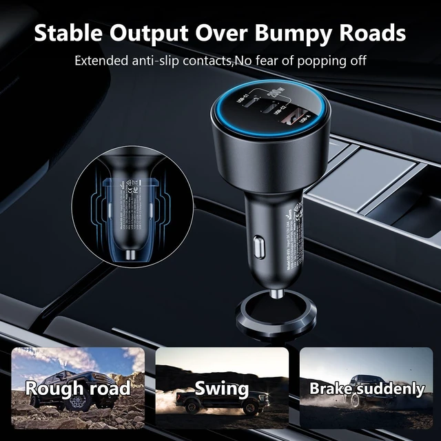 Alt view image 14 of 14 - USB C Car Charger Fast Charging 200W, Dual PD 100W Type C Car Charger, PD3.0/QC4.0/PPS Cigarette Lighter Adapter for iPhone 16/15/14/13/12, Galaxy S22/S21 Ultra, MacBook, Laptop etc