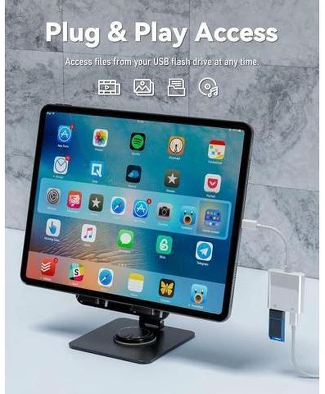 Alt view image 12 of 14 - USB C to USB Camera Adapter with 30W PD Charging Port OTG Cable Compatible with for iPhone 17/16/15 iPad Android Phone Tablet USB 3.0 Female for Flash Drives Keyboards Mice and More
