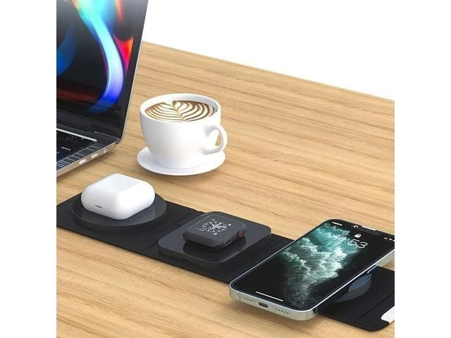 Alt view image 12 of 12 - Multifunctional Wireless Charger Cargador Inalambrico Portable Charger Foldable 3 in 1 Wireless Magnetic Charger
