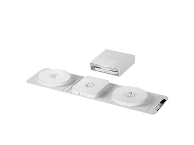 Alt view image 13 of 13 - Multifunctional Wireless Charger Cargador Inalambrico Portable Charger Foldable 3 in 1 Wireless Magnetic Charger White