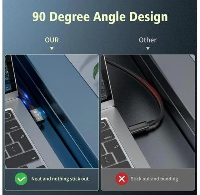 Alt view image 12 of 14 - 20Gbps USB C 3.2 Extension Cable 90 Degree USBC 3.2 Gen2 Type-c Male to Female Extender Cable 4K@60Hz 240W Charging 20Gbps Data Transfer with External SSD eGPU (90 Degree Extension 20G 240W-2M)