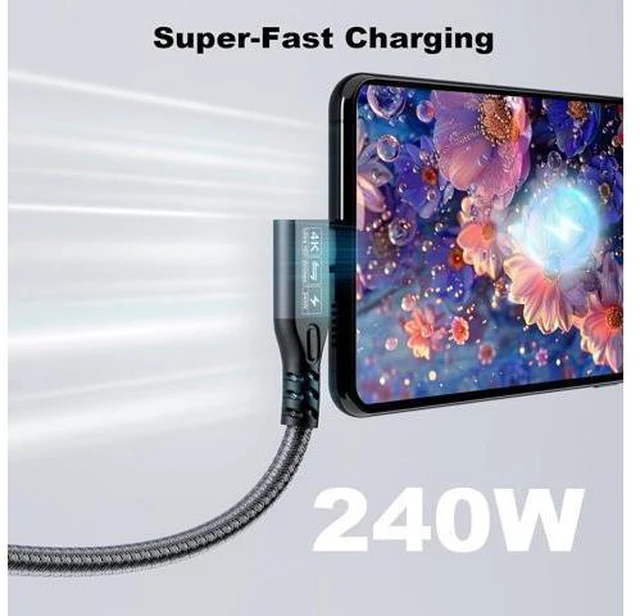 Alt view image 13 of 14 - 20Gbps USB C 3.2 Extension Cable 90 Degree USBC 3.2 Gen2 Type-c Male to Female Extender Cable 4K@60Hz 240W Charging 20Gbps Data Transfer with External SSD eGPU (90 Degree Extension 20G 240W-2M)
