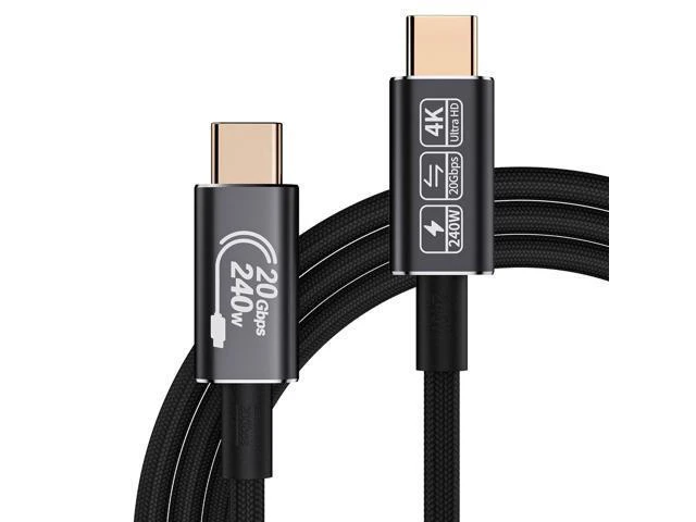 Alt view image 8 of 14 - USB-C Cable - 4K Video & Power 3.2 Gen 2 20Gbps 240W PD Fast Charging 6.6FT Black