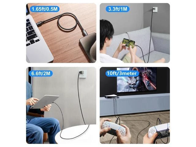 Alt view image 14 of 14 - USB-C Cable - 4K Video & Power 3.2 Gen 2 20Gbps 240W PD Fast Charging 6.6FT Black