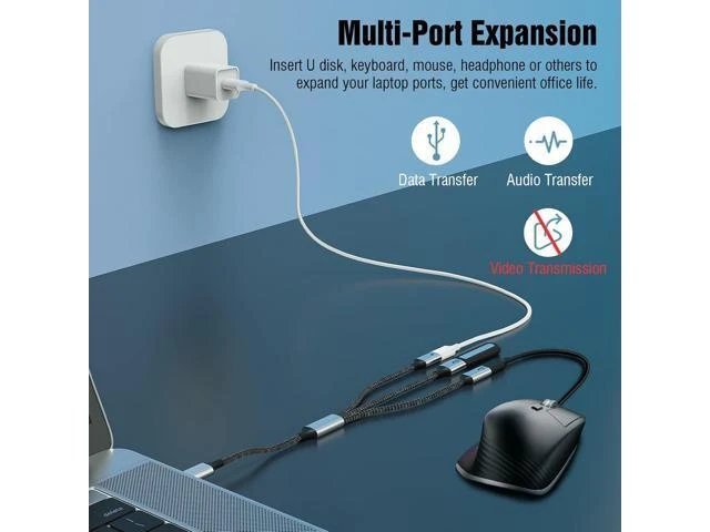 Alt view image 10 of 14 - USB C Splitter Cable USB C Male to 3 USB C Female Adapter with Fast Charging Data Transfer 3 in 1 OTG Type C Cord Converter for iPhone 15/15 Pro/15 Pro Max/15 Plus iPad Pro/Air Mac