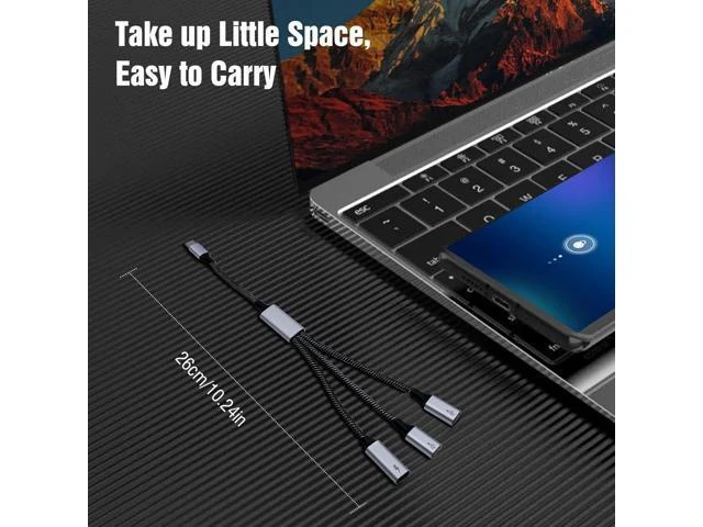 Alt view image 14 of 14 - USB C Splitter Cable USB C Male to 3 USB C Female Adapter with Fast Charging Data Transfer 3 in 1 OTG Type C Cord Converter for iPhone 15/15 Pro/15 Pro Max/15 Plus iPad Pro/Air Mac
