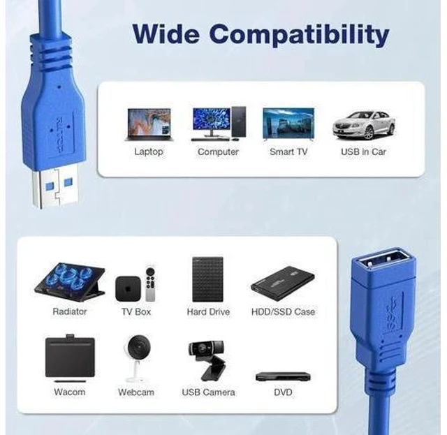 Alt view image 13 of 14 - Short USB 3.0 Extension Cable USB-A Extender Male to Female 5Gbps (1FT,2-Pack)
