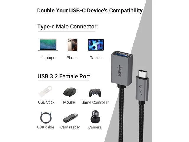 Alt view image 12 of 14 - USB C to USB Adapter 2 Pack USB C to USB 3 10Gbps Type C Thunderbolt 3 to USB Female Adapter OTG Cable Compatible with iPhone 17/16/15 Pro Max iPad mini 6 MacBook Pro/Air Space Gray