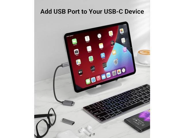 Alt view image 13 of 14 - USB C to USB Adapter 2 Pack USB C to USB 3 10Gbps Type C Thunderbolt 3 to USB Female Adapter OTG Cable Compatible with iPhone 17/16/15 Pro Max iPad mini 6 MacBook Pro/Air Space Gray
