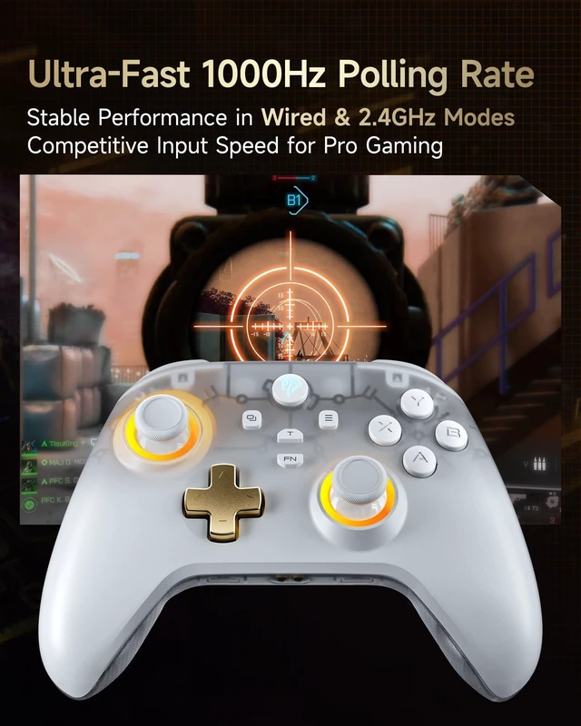 Alt view image 14 of 14 - D05 PC Controller - Enhanced Wireless Bluetooth Pro Controller with Charging Dock/Hall Sensor/RGB Lighting - No Stick Drift, No Dead Zone - Work for Windows PC, Android, Steam and Switch