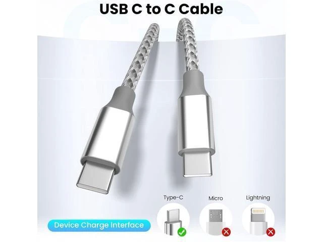 Alt view image 9 of 14 - SOEWIOU USB C Cable3 Pack 10FT 60W Fast Charging USB C to USB C Cable, Durable Type C Charger Cable for iPhone 17/16/15/iPad MacBook CarPlay and More-Grey White