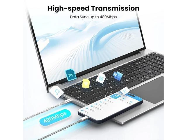 Alt view image 13 of 14 - SOEWIOU USB C Cable3 Pack 10FT 60W Fast Charging USB C to USB C Cable, Durable Type C Charger Cable for iPhone 17/16/15/iPad MacBook CarPlay and More-Grey White