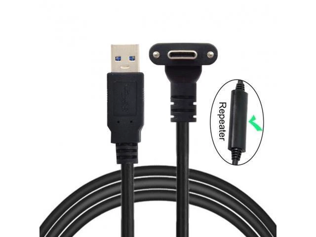 Alt view image 11 of 14 - FVH 8.0M Down Up Angled USB 3.1 Type-C Dual Screw Locking to USB3.0 Data GL3523 Repeater Cable 90 Degree for Camera Oculus Quest Link