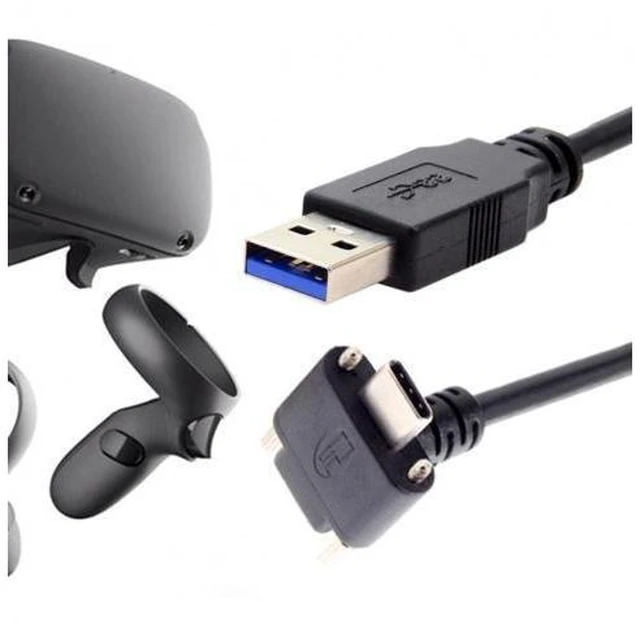 Alt view image 14 of 14 - FVH 8.0M Down Up Angled USB 3.1 Type-C Dual Screw Locking to USB3.0 Data GL3523 Repeater Cable 90 Degree for Camera Oculus Quest Link