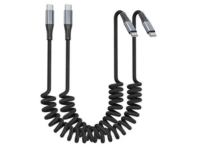 Alt view image 8 of 14 - USB C to USB C Cable 2Pack 3ft Coiled USB C Cable for Car 60W Fast Charging Retractable Nylon Braided USB-C Car Charger Cord for iPhone 17/16/15/Plus/Pro/Pro Max